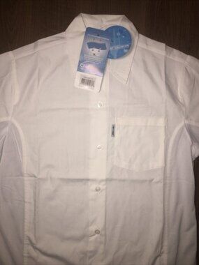 New Chef Works White W/H Collared Outline Servers Shirt Extra-Small